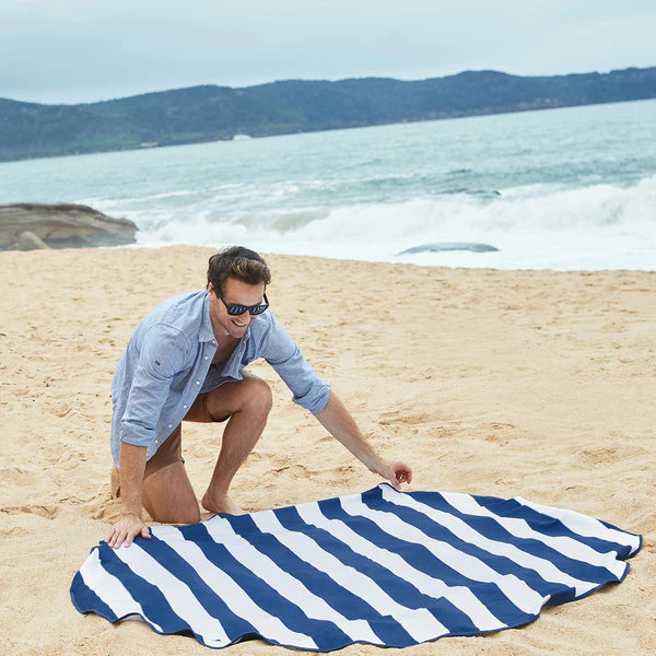 Dock and Bay Round Striped Beach Blanket Round 170x170cm Cockleshell Crosshaven