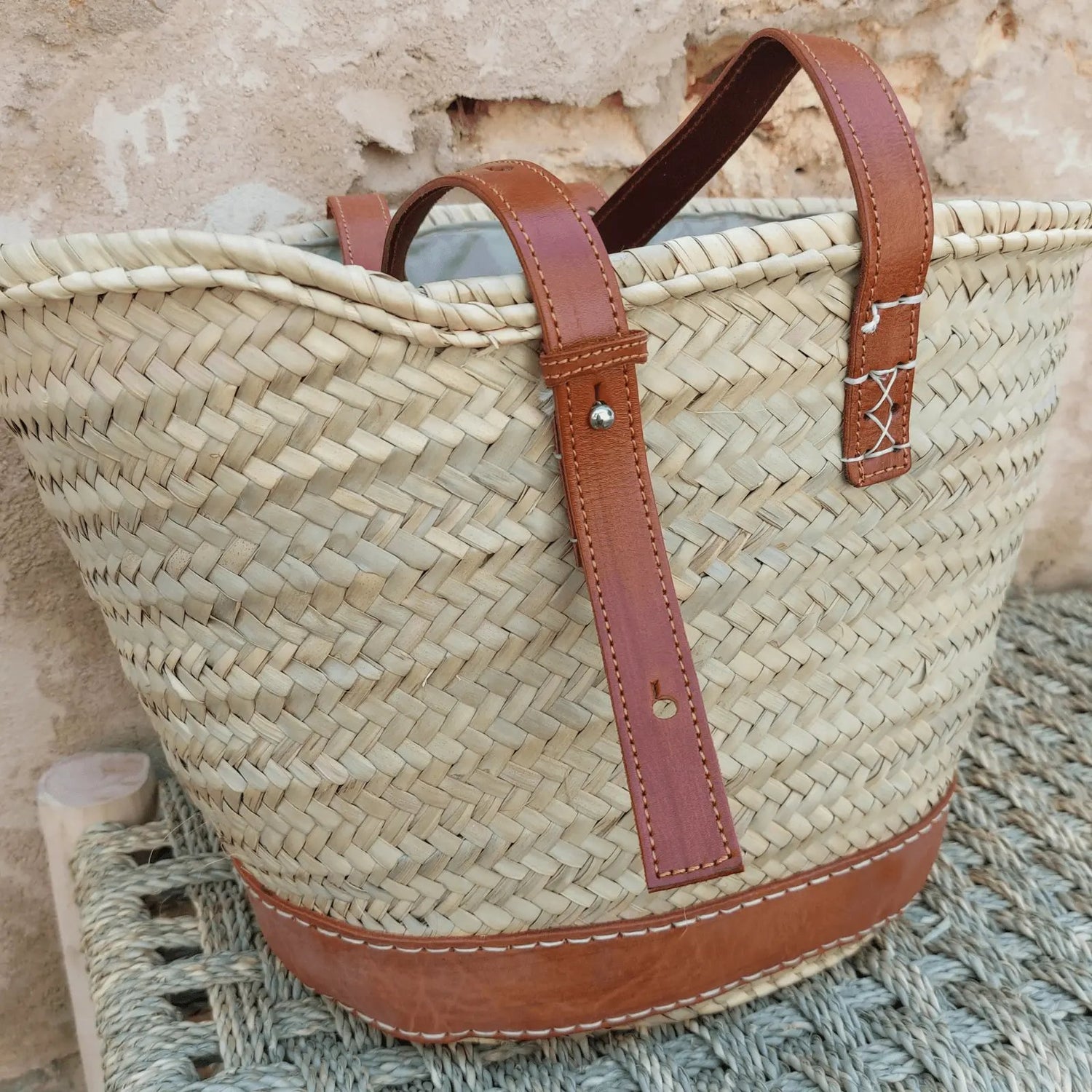 Straw and Leather Basket Bags