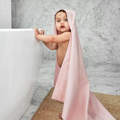 Dock and Bay. Baby/Toddler Hooded Towel in Peekaboo Pink. Carbon Neutral Product