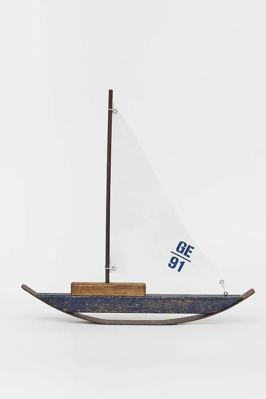 Wood and Rusted Metal Decorative Sailboat