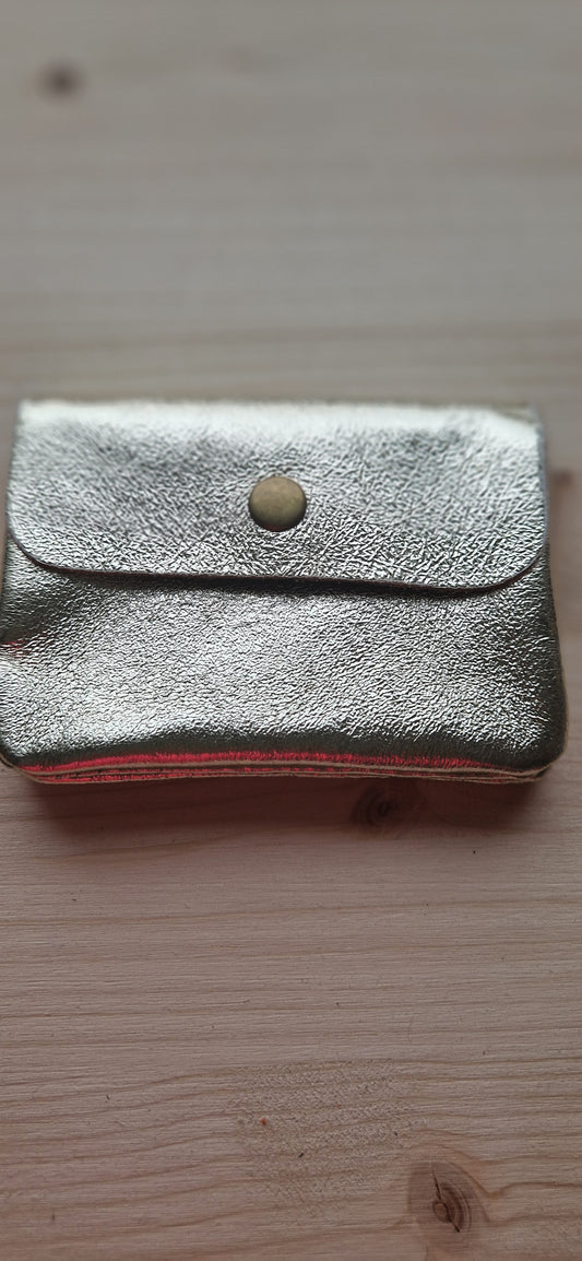 Iridescent Leather Coin Purse Gold