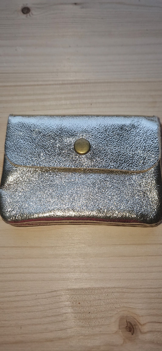 Iridescent Leather Coin Purse Anthracite