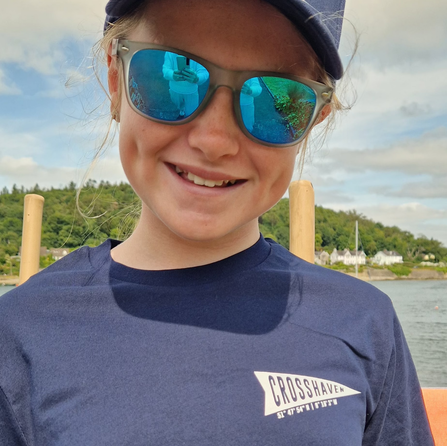 Crosshaven T Shirt. Childrens. Navy with White logo.