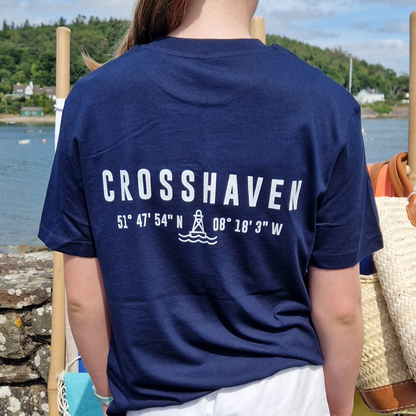 Crosshaven T Shirt. Childrens. Navy with White logo.