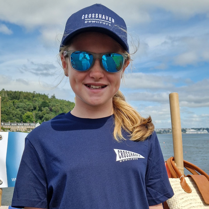 Crosshaven T Shirt. Childrens. Navy with White logo.