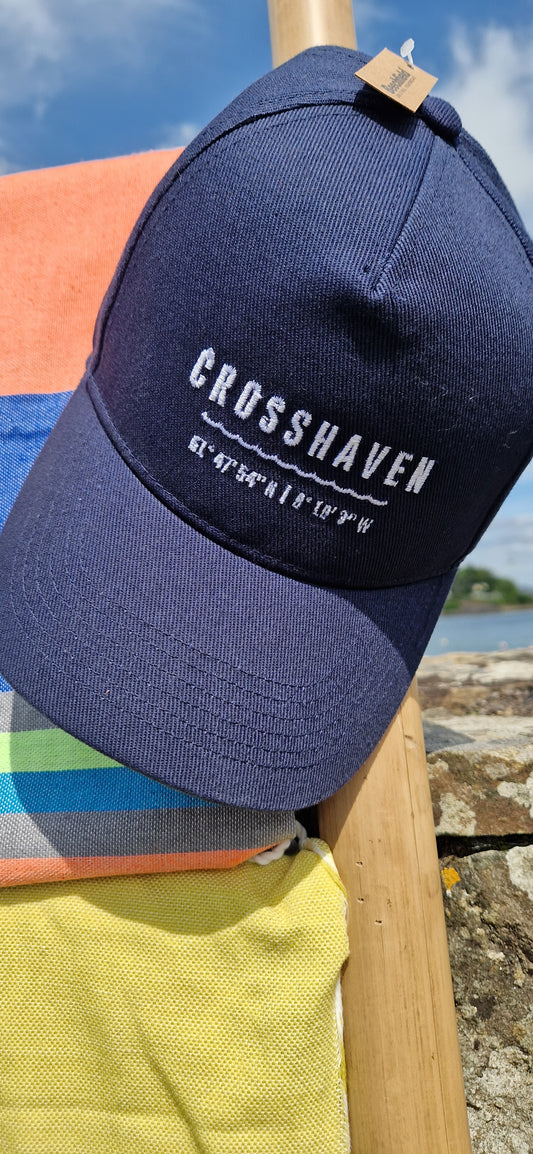 Crosshaven Baseball Hat. One size. Navy. Velcro Adjuster.