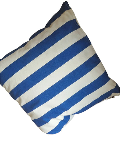 Blue and White Striped Cushion