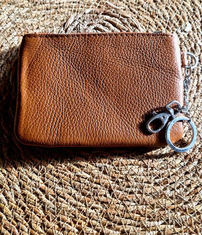 Grained Leather Purse in Tan Leather