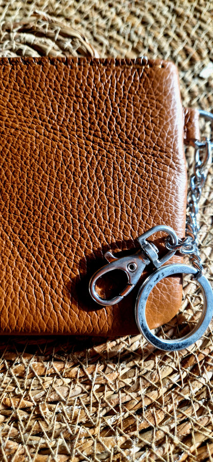 Grained Leather Purse in Tan Leather