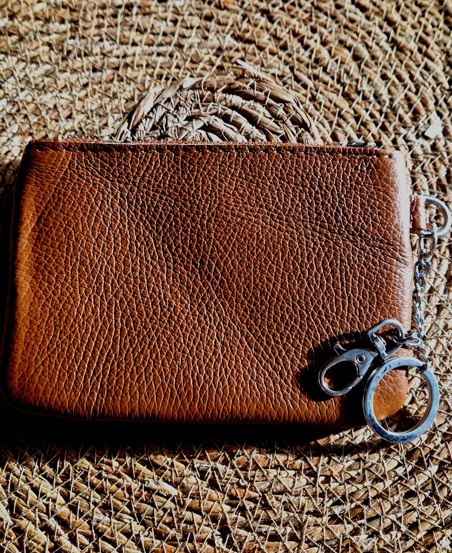 Grained Leather Purse in Tan Leather