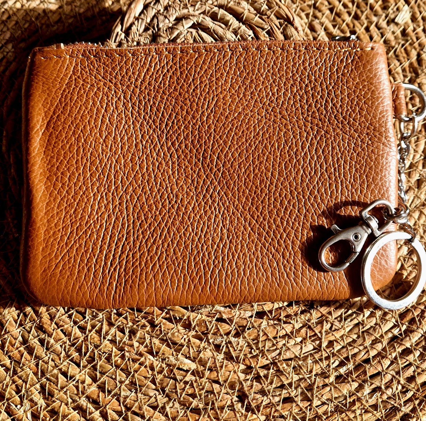 Grained Leather Purse in Tan Leather