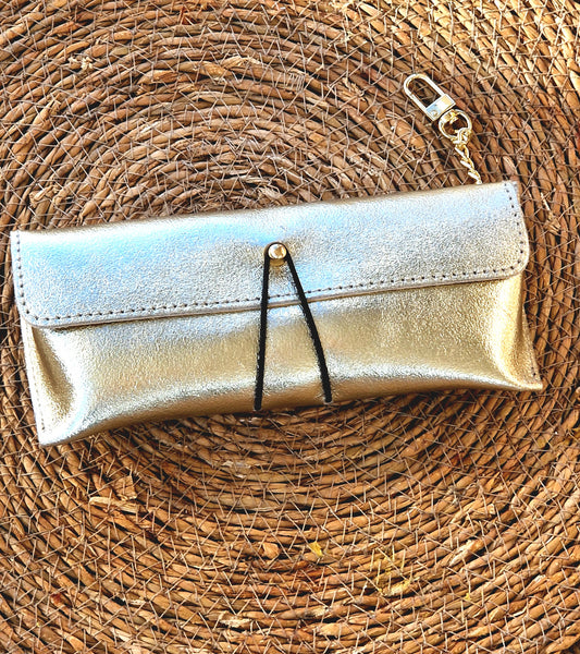 Leather glasses case in Gold