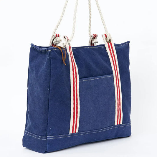 Blue Sailor Style Handbag/Tote/ Weekend Bag