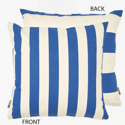 Blue and White Striped Cushion