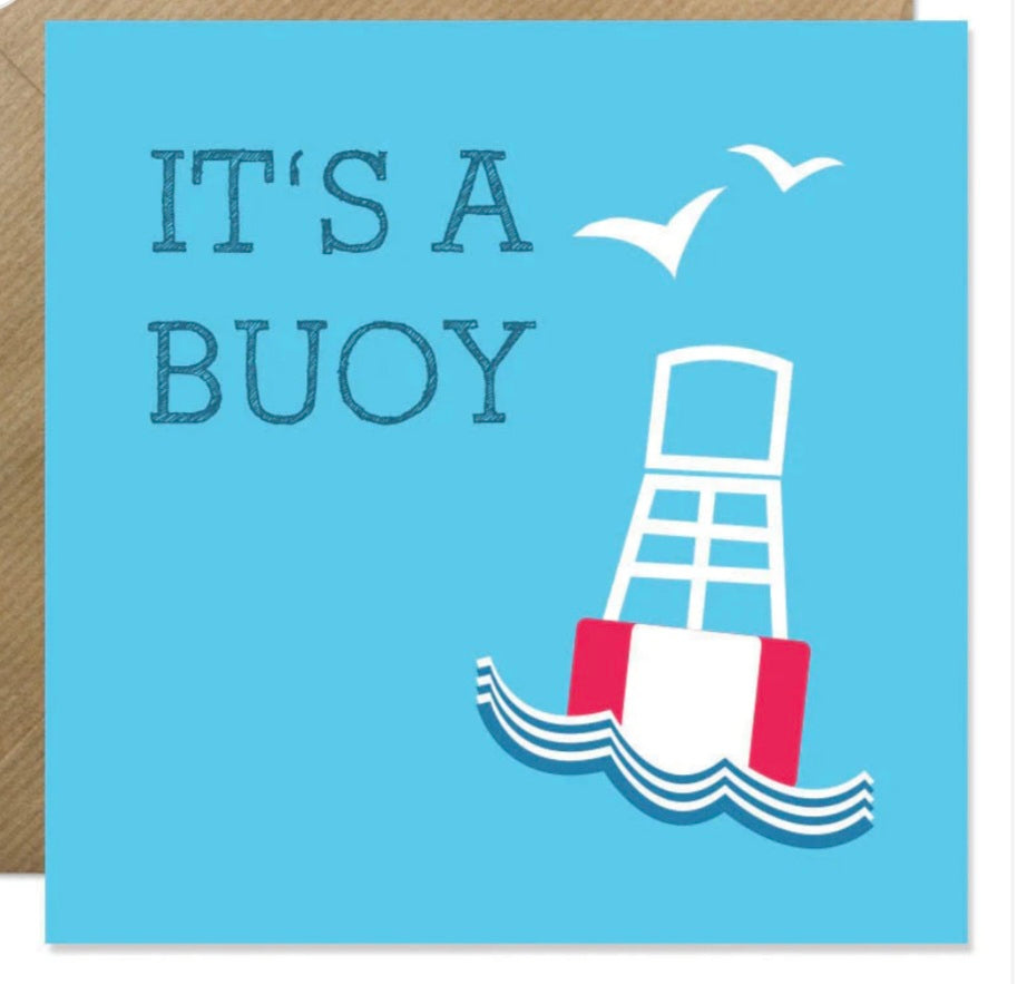 It's a Bouy. Baby Boy Card. Bold Bunny