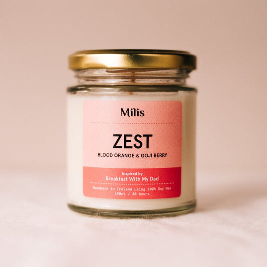 Milis Zest Candle. 190ml. 30 hrs burn time